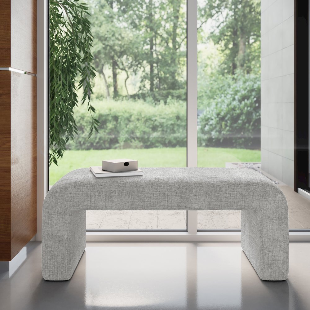 Sophia Modern Luxury Curved Upholstered Waterfall Jacquard Bench - Small
