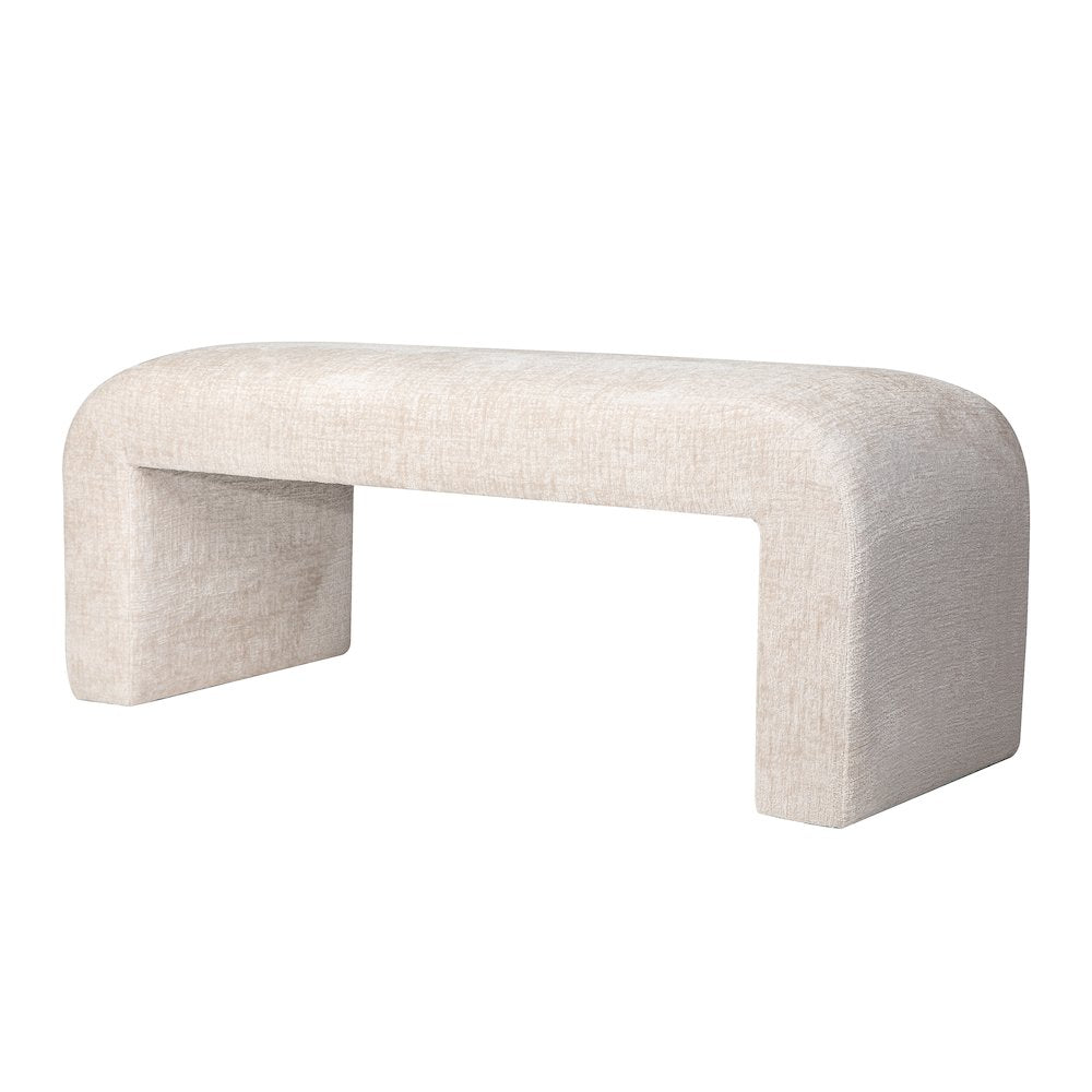Sophia Modern Luxury Curved Upholstered Waterfall Jacquard Bench - Small