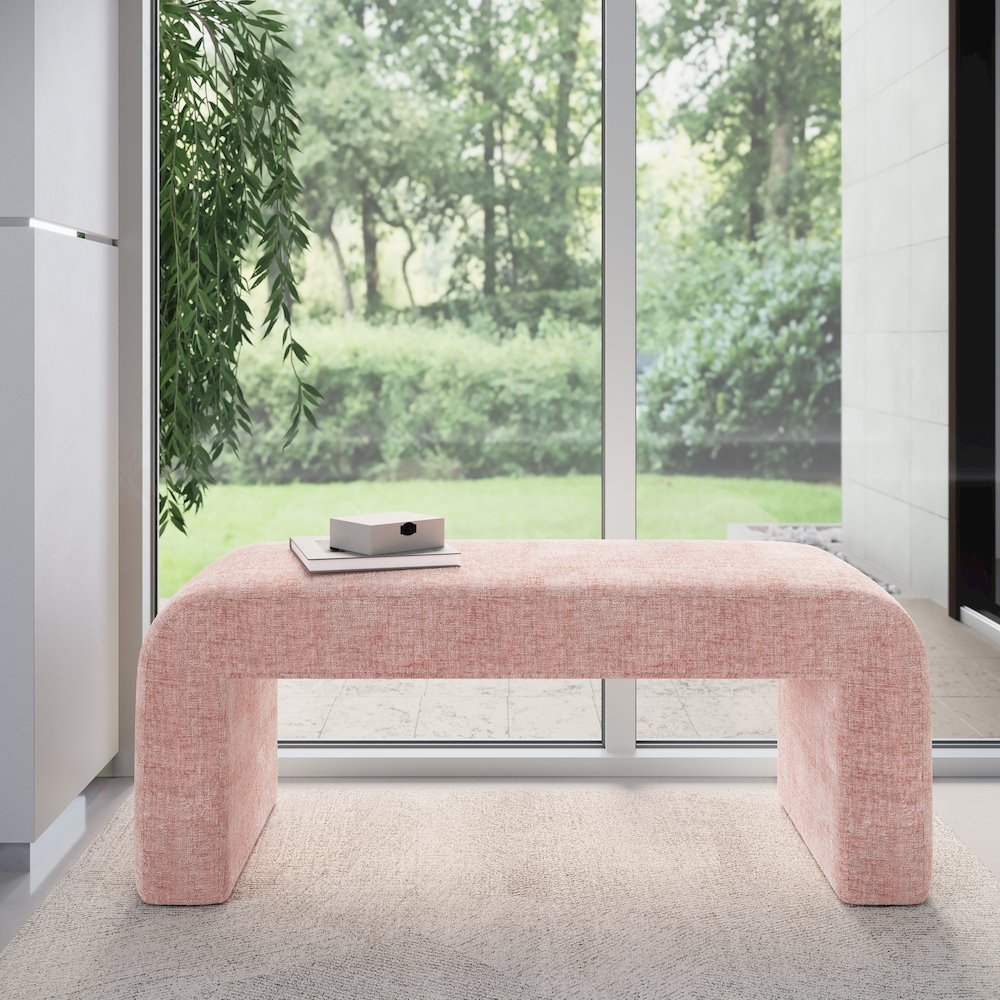 Sophia Modern Luxury Curved Upholstered Waterfall Jacquard Bench - Small