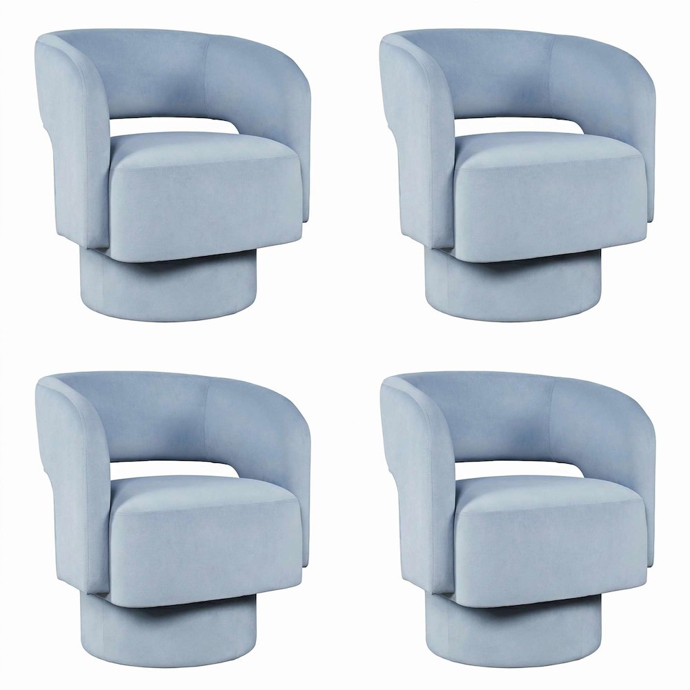 Sutton Modern Upholstered Open Back Barrel Swivel Accent Chair - 4 Pack