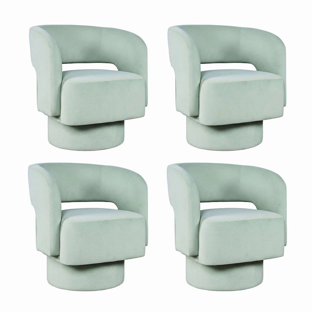 Sutton Modern Upholstered Open Back Barrel Swivel Accent Chair - 4 Pack