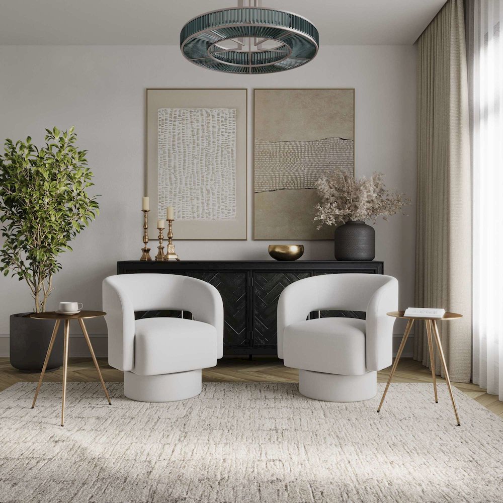 Sutton Modern Upholstered Open Back Barrel Swivel Accent Chair - 2 Pack