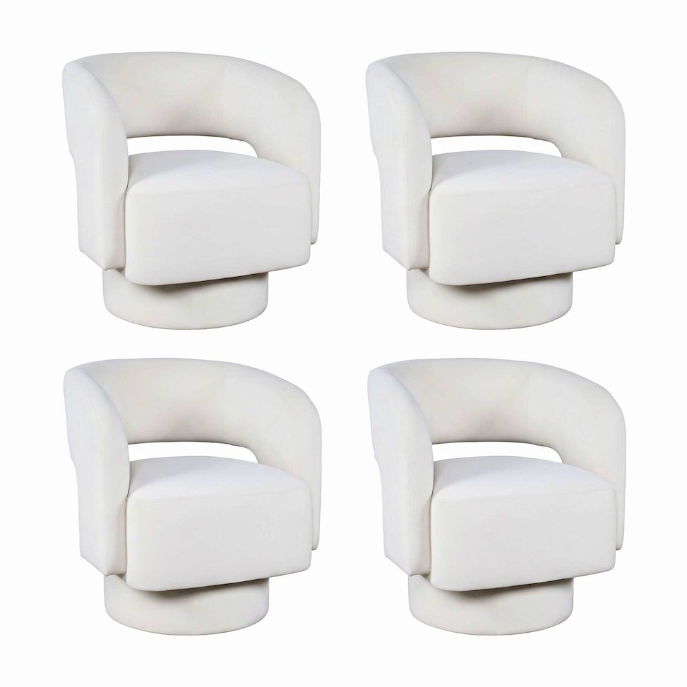 Sutton Modern Upholstered Open Back Barrel Swivel Accent Chair - 4 Pack