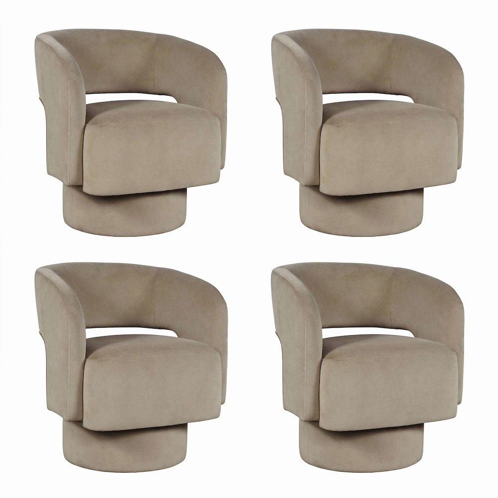 Sutton Modern Upholstered Open Back Barrel Swivel Accent Chair - 4 Pack