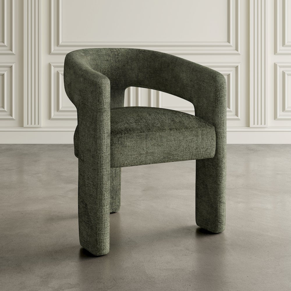 Sven Modern Contemporary Upholstered Three-Leg Curved Back Dining Chair