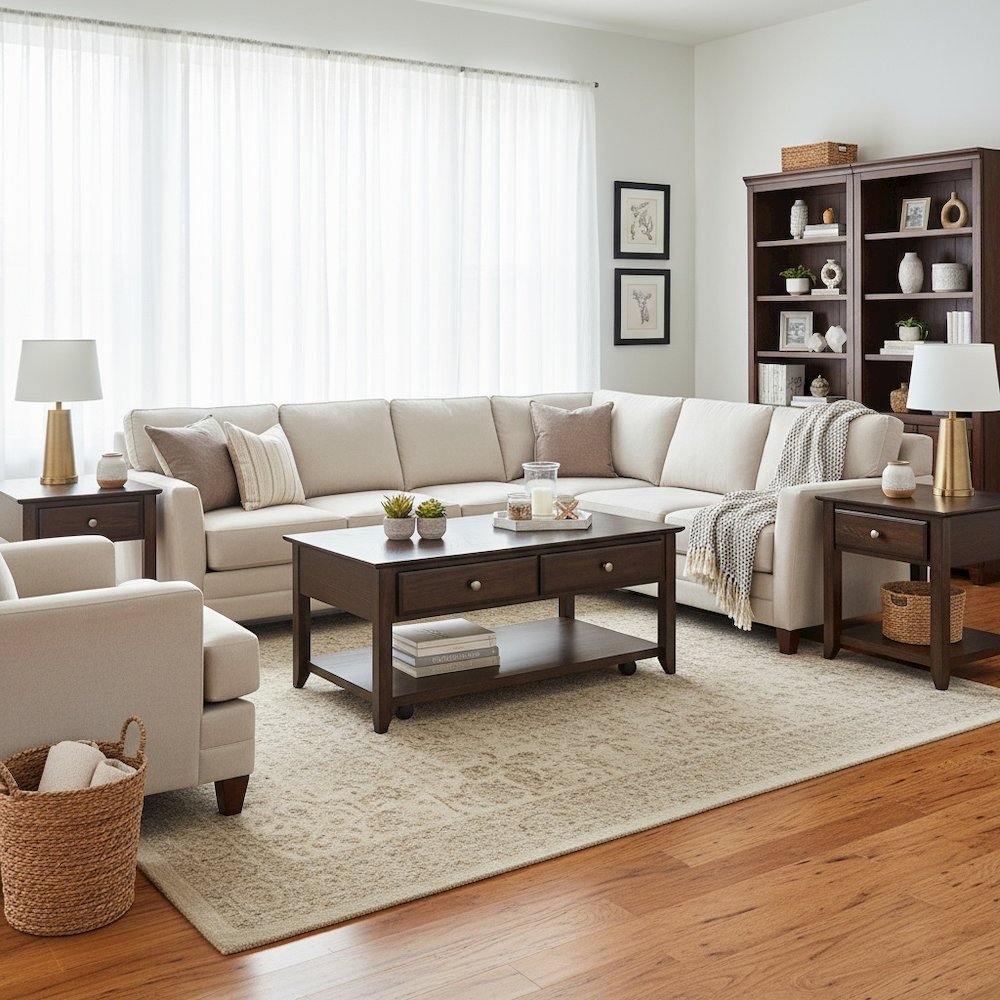 Espresso Brown Coffee Table for Living Room, Rectangular Table for Living Room