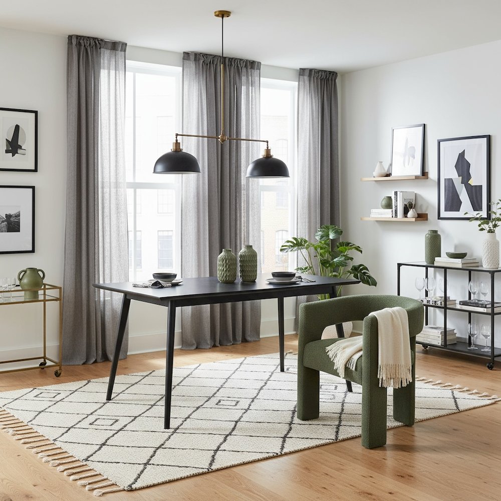 Green Upholstered Dining Chair for Dining Room and Kitchen Table Seating