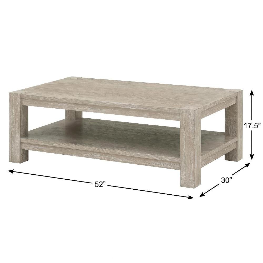 Gray Coffee Table with Beech Wood Frame and Single Shelf Storage