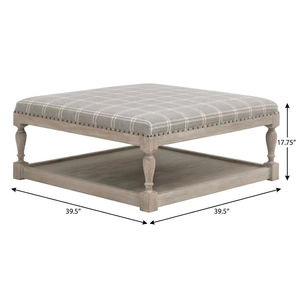 Gray Upholstered Coffee Table with Solid Ash Wood Frame and Foam Cushion