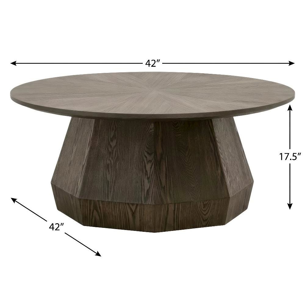 Brown Transitional Coffee Table with Burnished Frame MDF and Ash Veneer