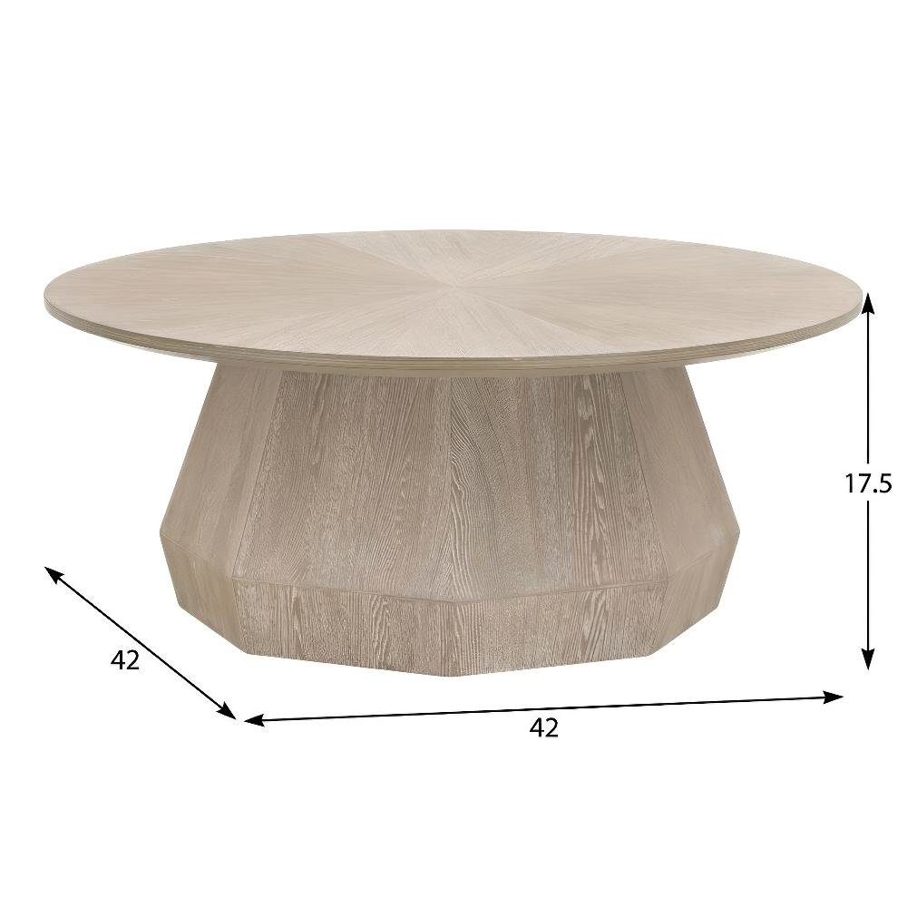 Gray Transitional Coffee Table with MDF and Ash Veneer Frame Finish Neutral Gray