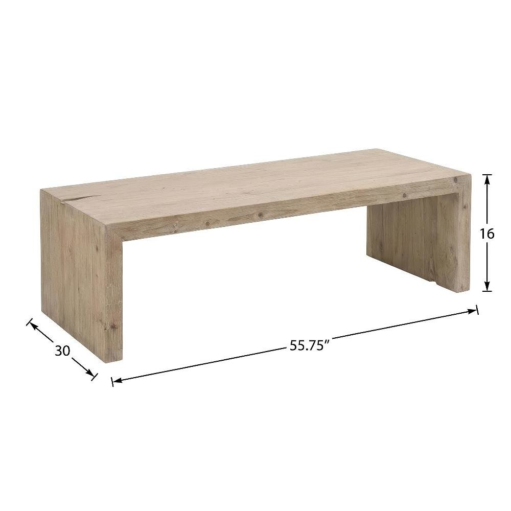 Gray Transitional Coffee Table with Solid Reclaimed Pine Frame and MDF Top