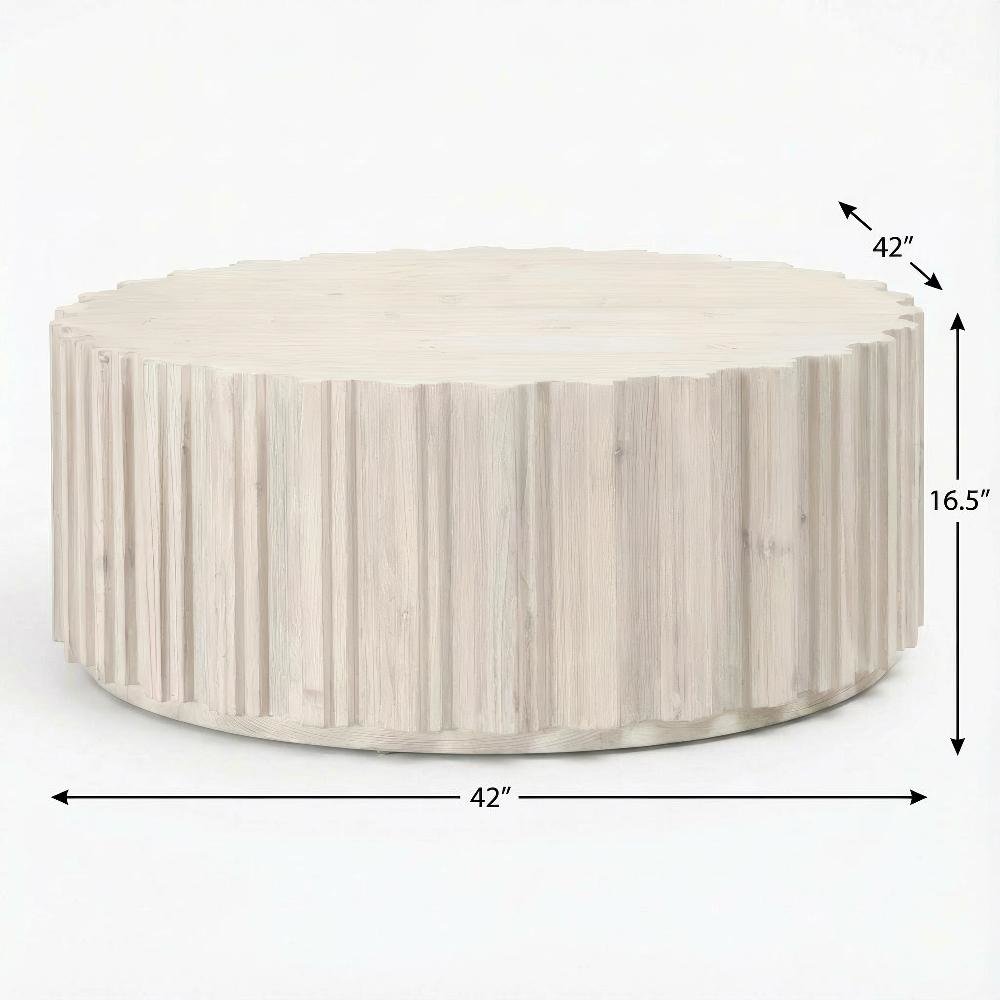 White Wash Pine Coffee Table Solid Reclaimed Pine Frame Durable Design