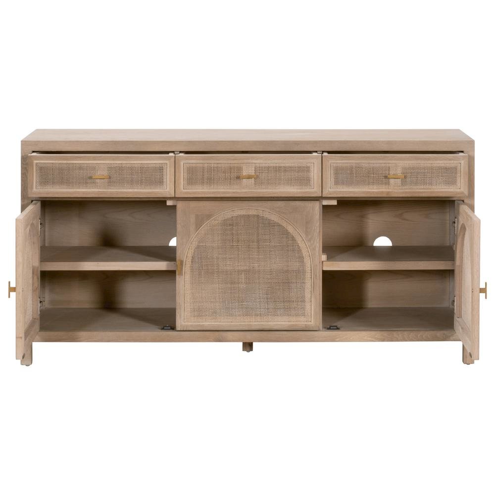 Gray Wood Buffet Cabinet – Bar Cabinet with Storage and Sideboard Design