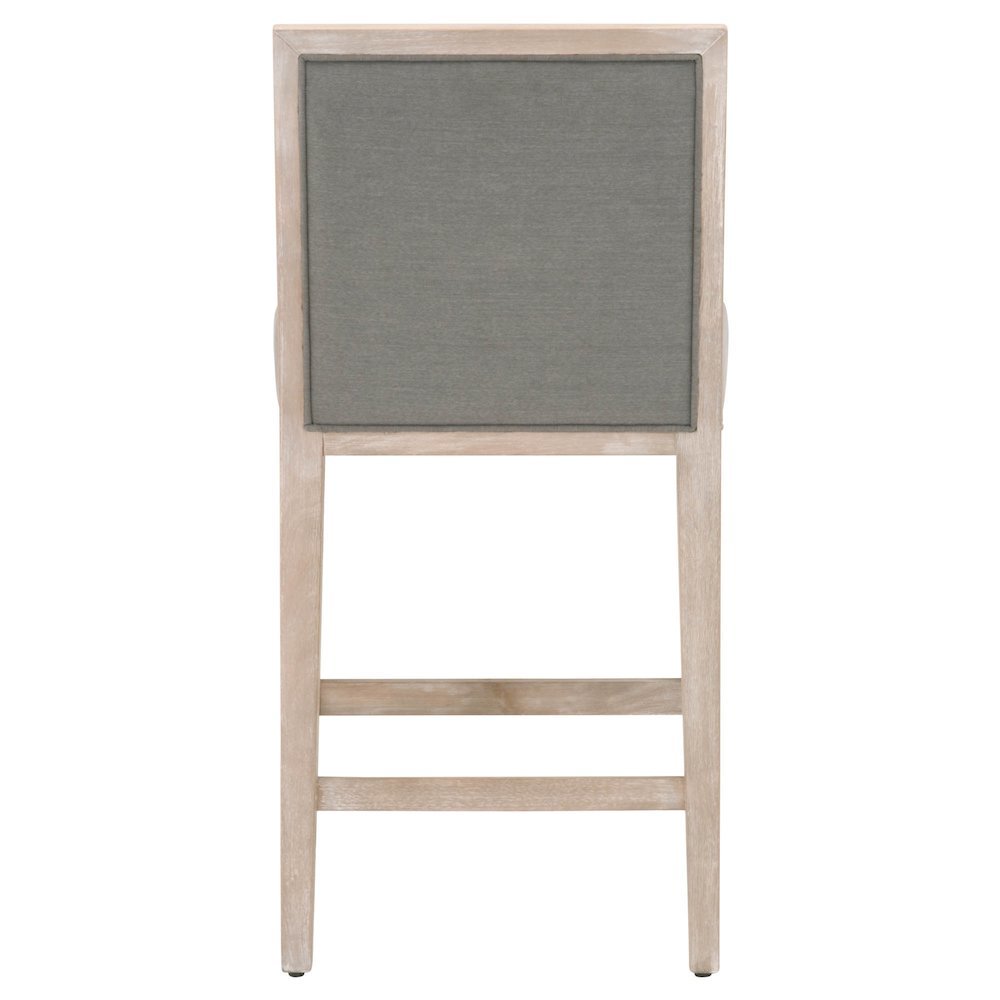 Gray Task Stool 2-Piece Set, Upholstered, Rubberwood Frame