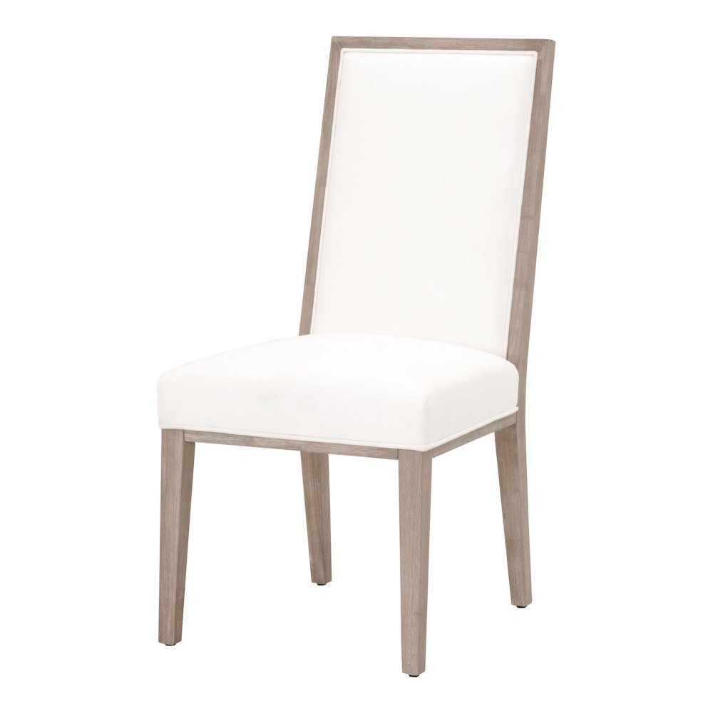 White Dining Chair 2-Piece Set, Upholstered, Rubberwood Frame