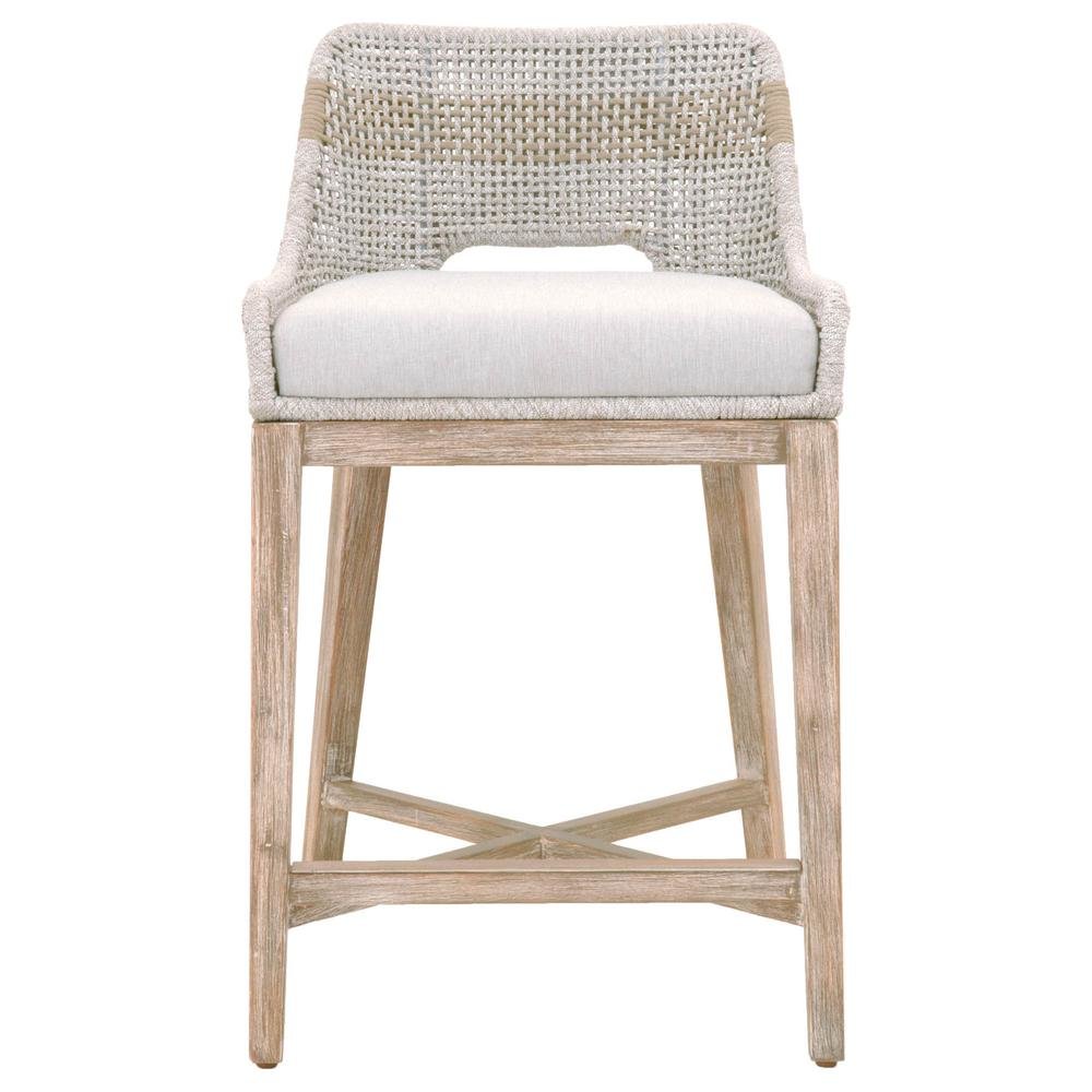 Gray Counter Stool with Mahogany Frame – Counter Height Chair Bar Seat