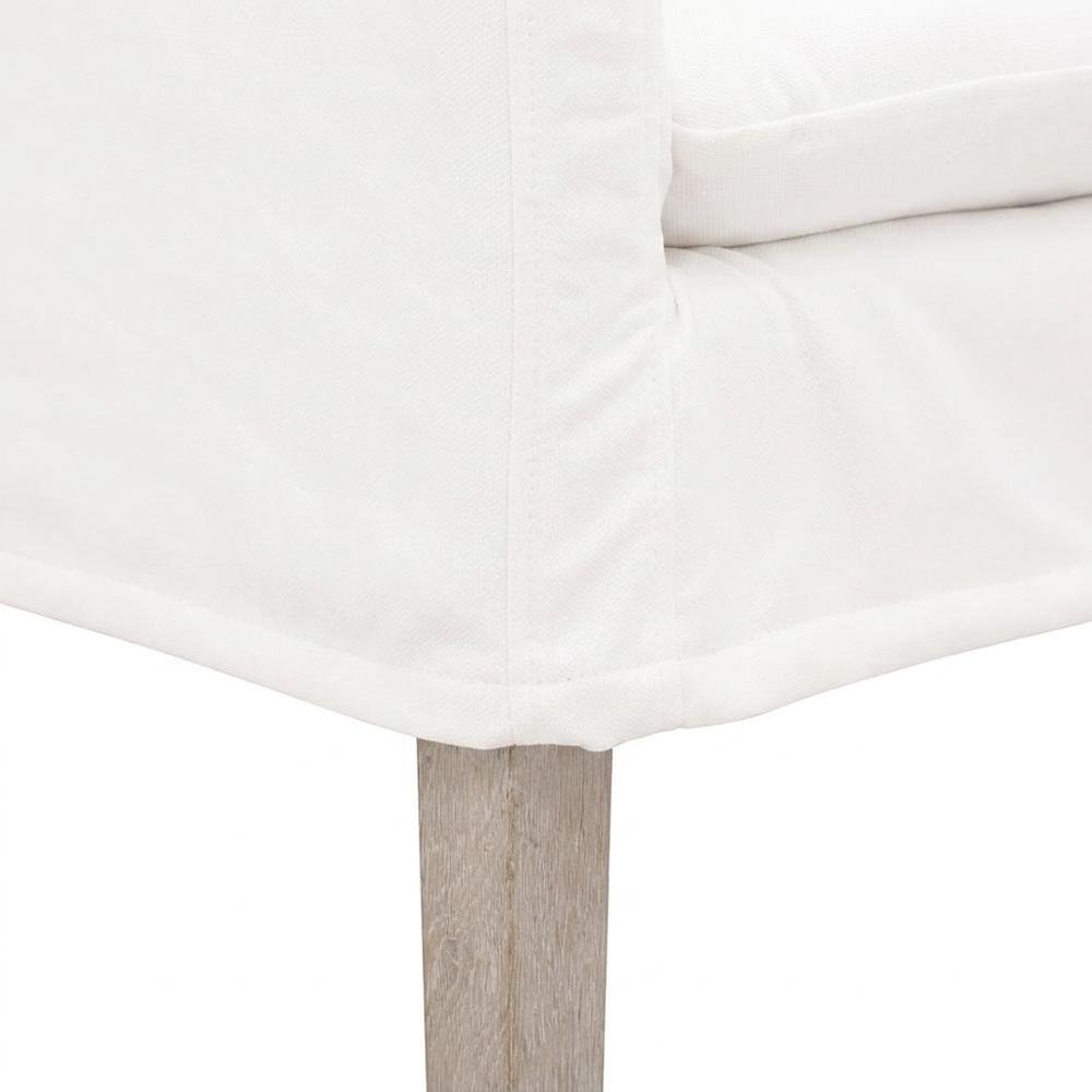Upholstered Slipcover Arm Chair with Solid Oak Frame, Natural Gray Oak