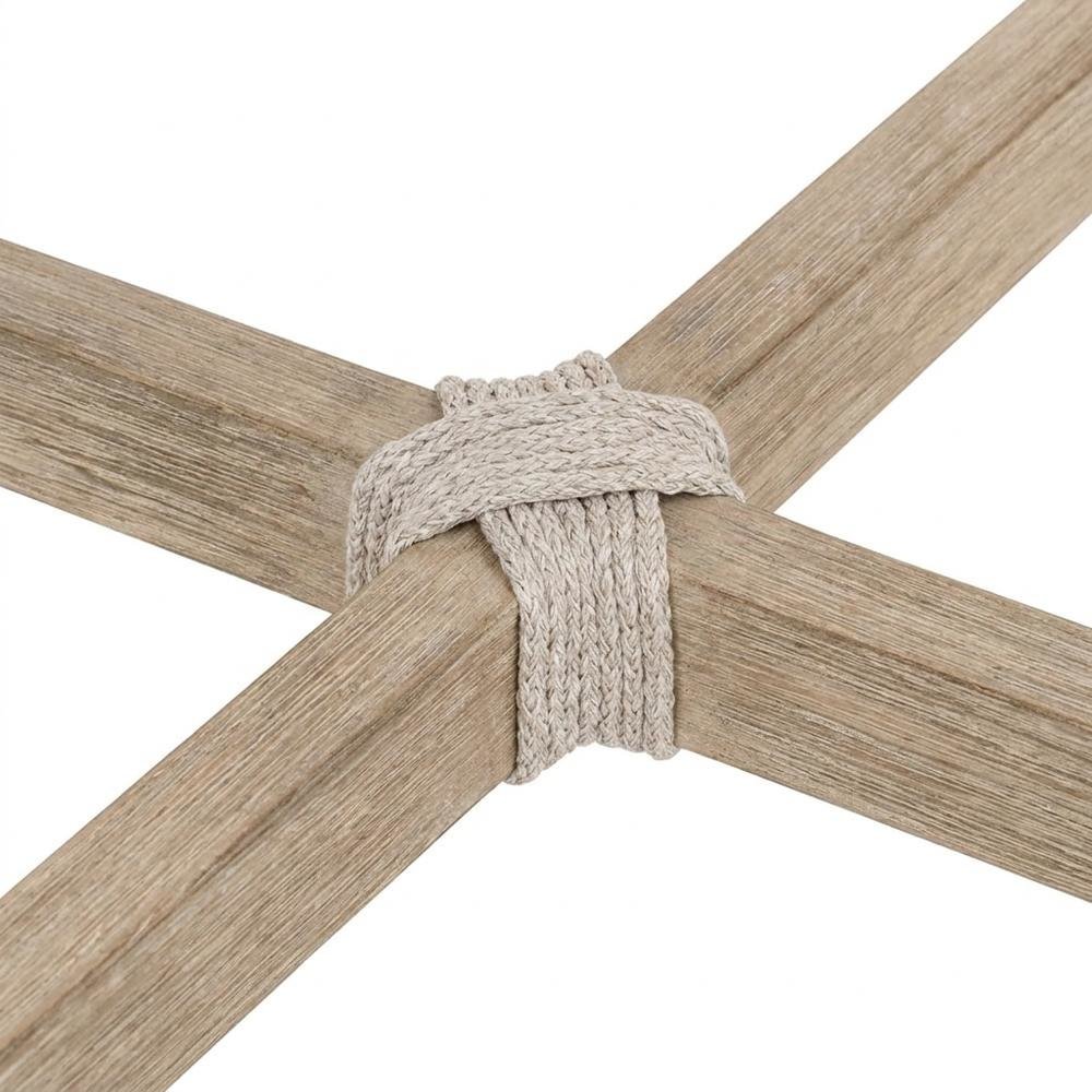 Solid Mahogany Counter Stool with Woven Rope Seat, Natural Gray Mahogany