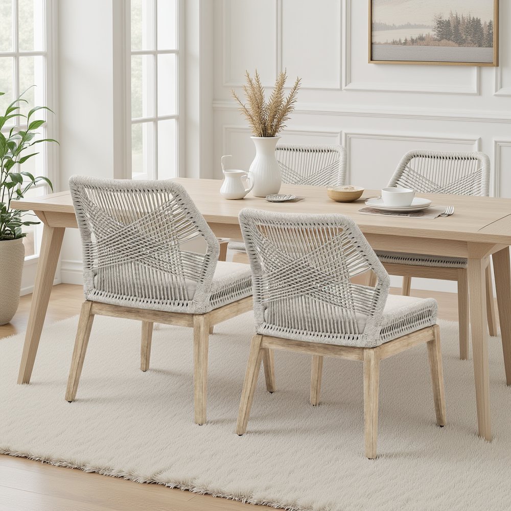 Gray Woven Chair Set – Accent Chairs Set of 2 for Lounge or Living Room