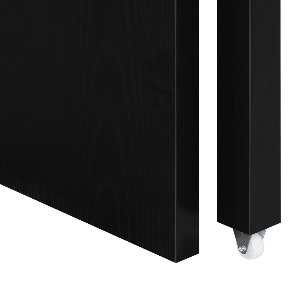 Sleek Black Console Desk with Sliding Drawer and Riser for Office Use