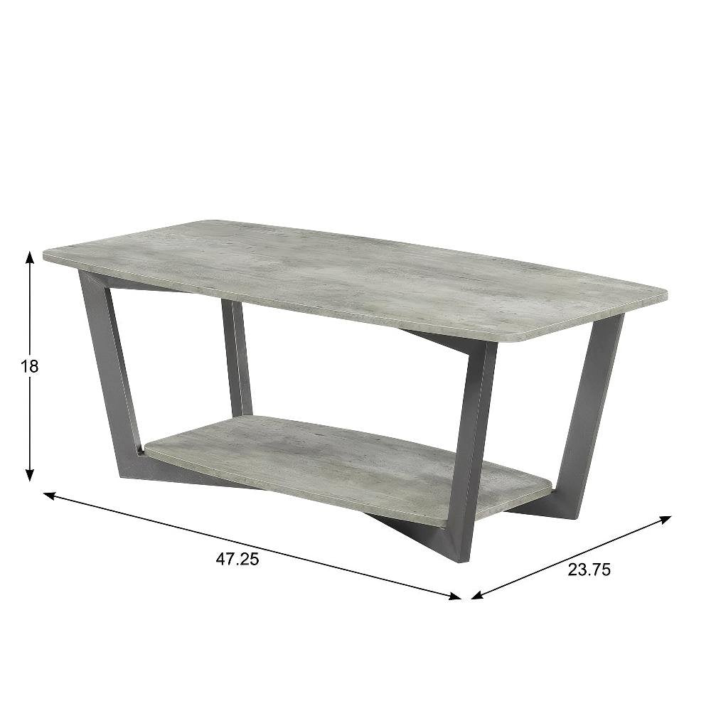 Coffee Table Faux Birch Slate Gray Frame, Particle Board Surface, Sturdy Design