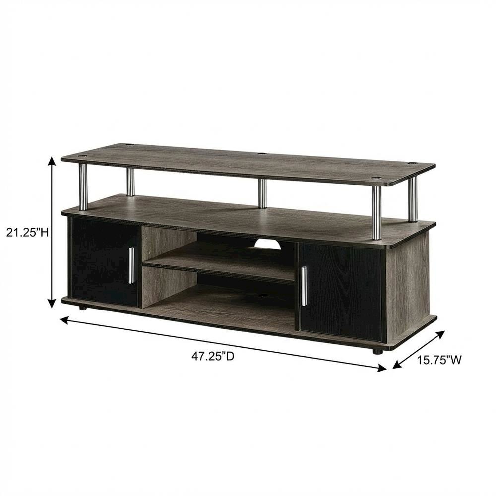Weathered Gray, Black TV Stand, Cabinets, Shelves, up to 55 Inch TVs