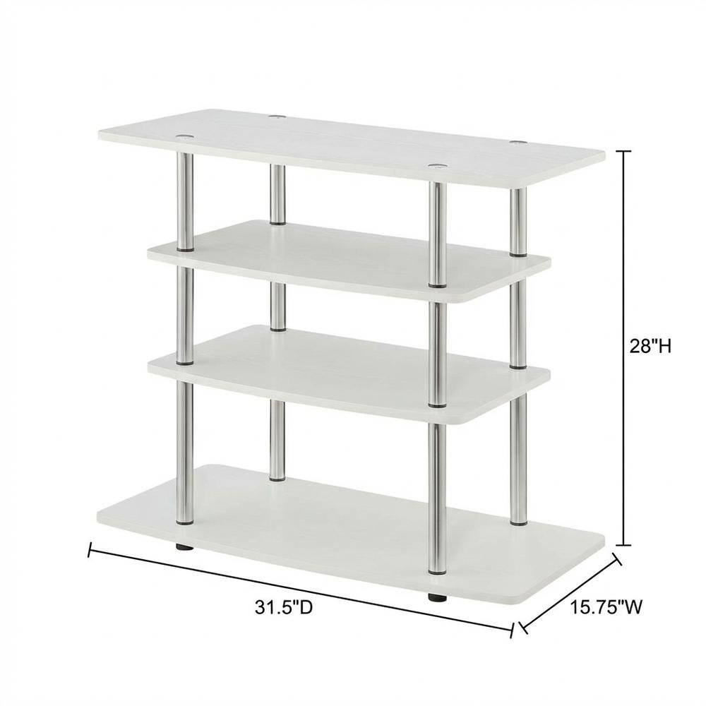 White TV Stand with 4-Tier Shelves and Transitional Design