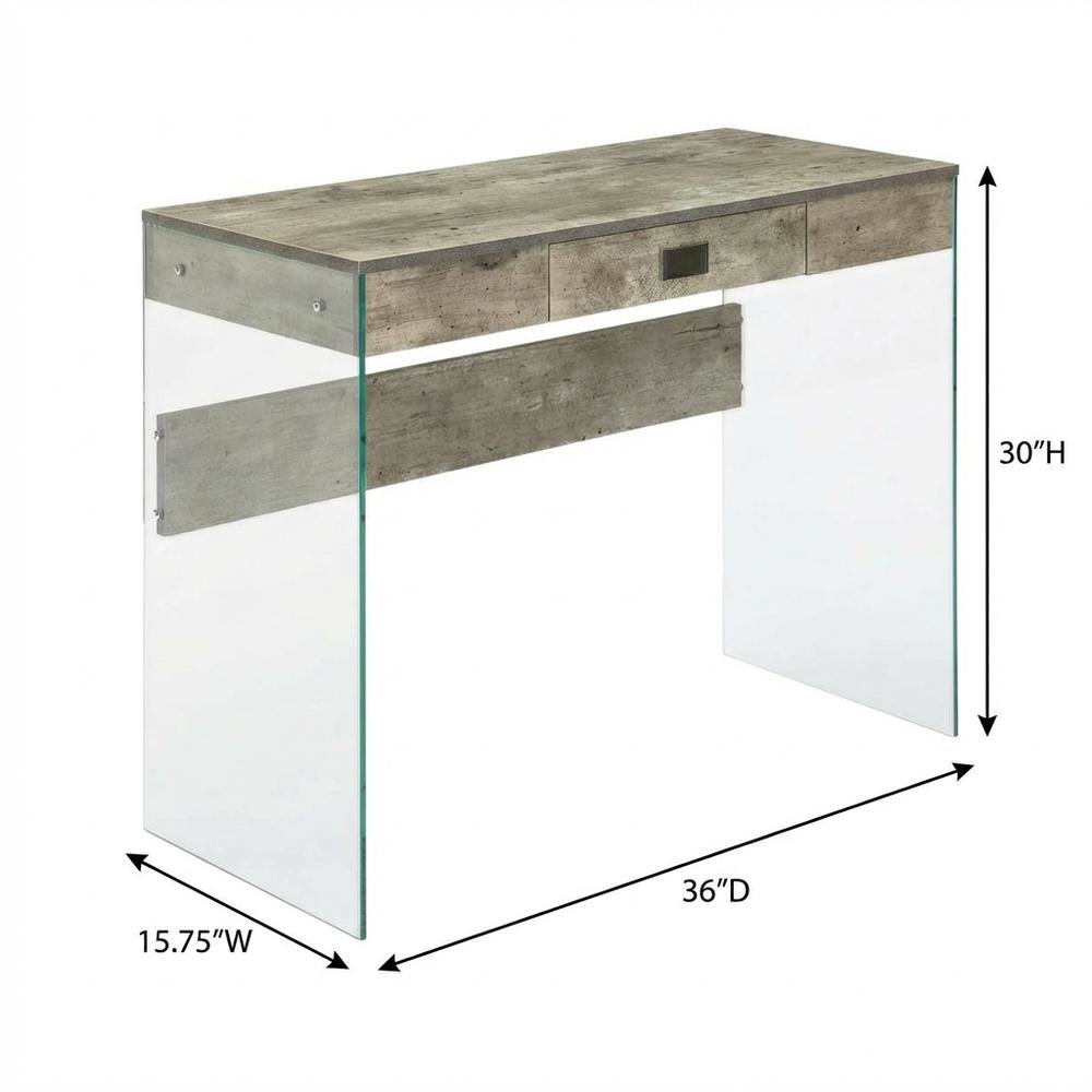 Glass Top Office Desk With 1 Drawer And Melamine Finish