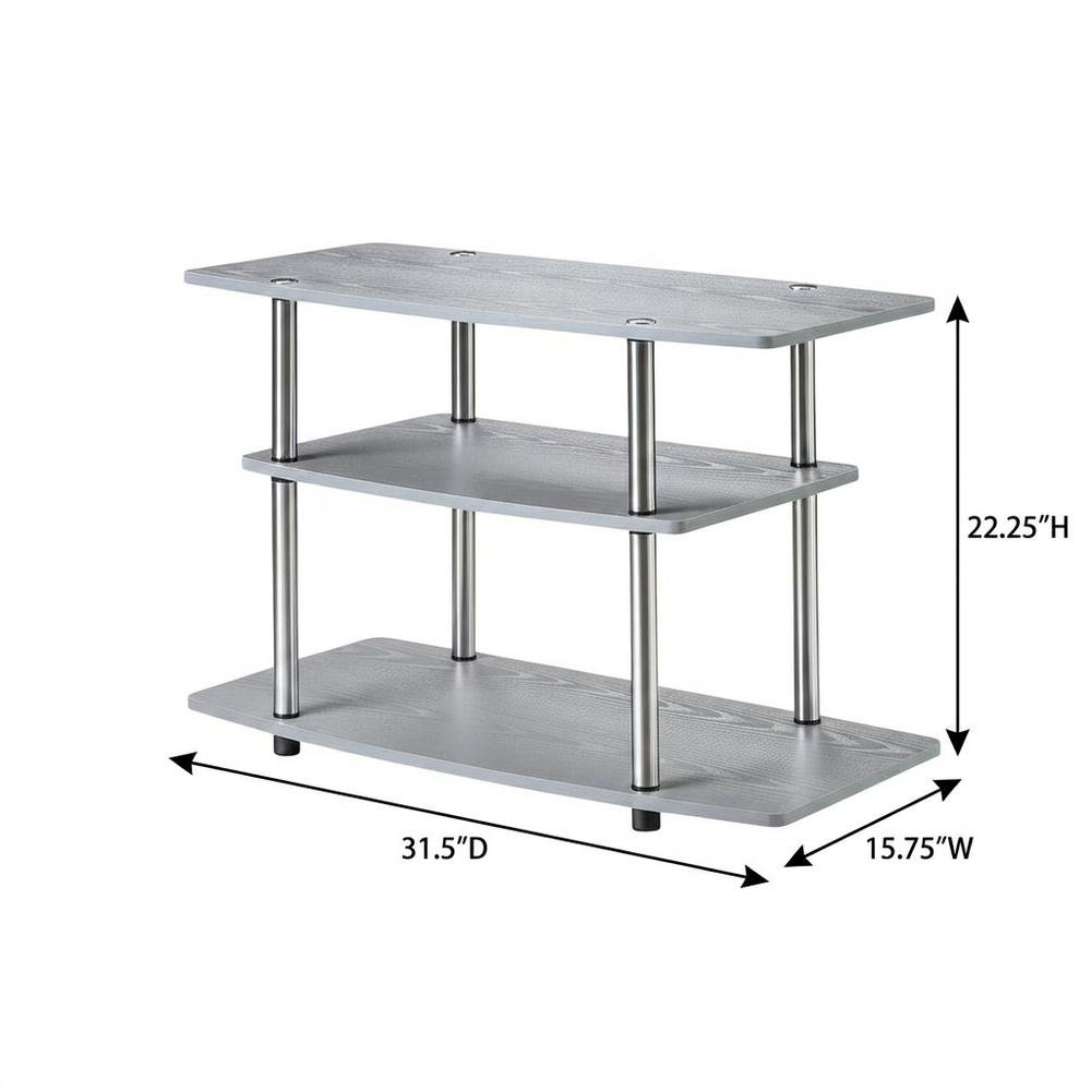 Gray No Tools 3-Tier TV Stand for TVs up to 37 inches, Transitional style