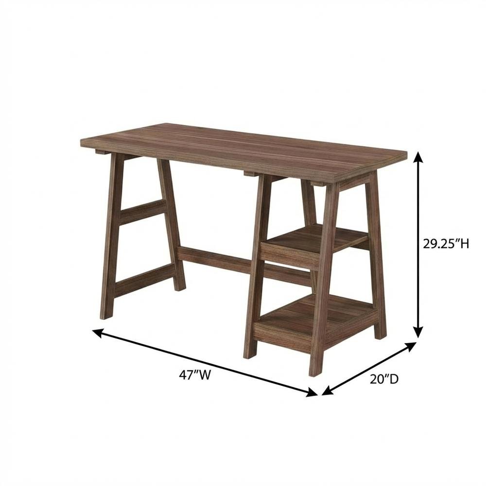 Modern Distressed Wood Office Desk With Shelves, Mdf And Melamine Overlay