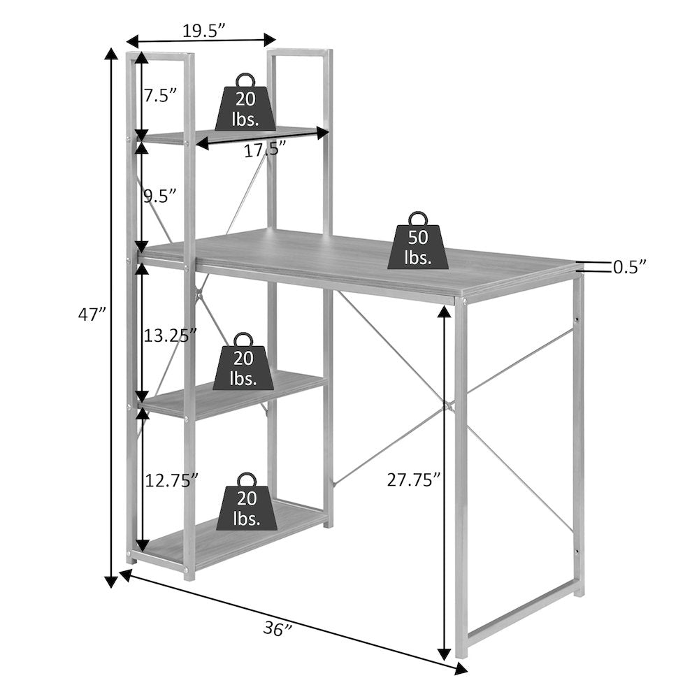 Designs2Go Office Workstation Desk with Shelves