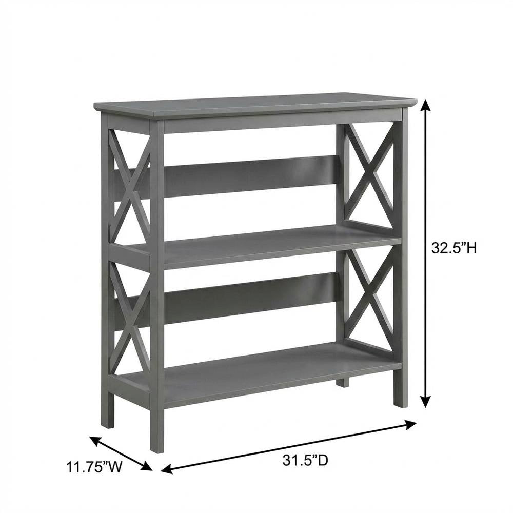 Wooden 3-Tier Bookcase with Non-Lead Base Paint and Storage Shelves