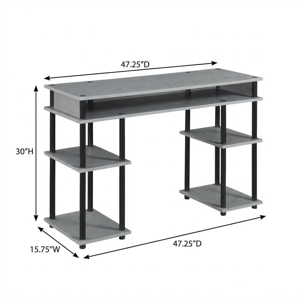 Contemporary Gray Office Desk With Melamine Overlayment And Steel Frame