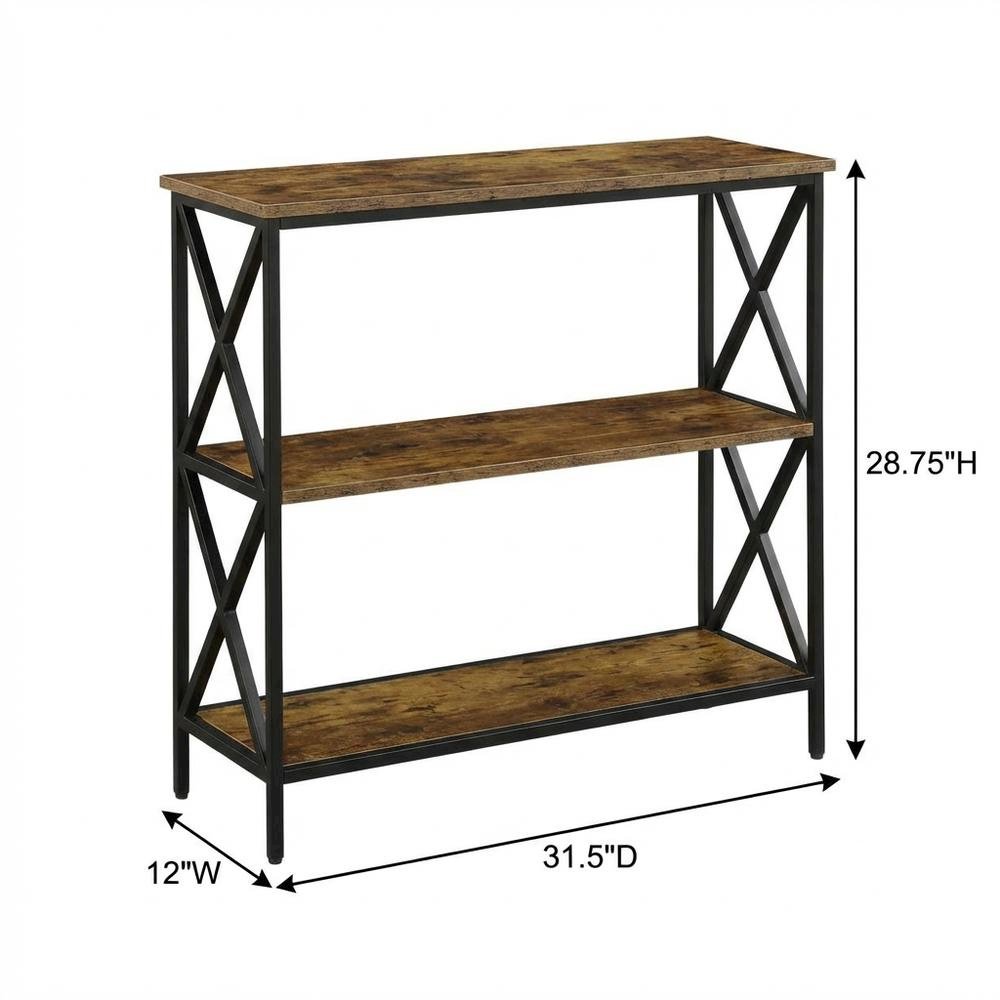 Powder Coated Metal 3-Tier Bookcase with Durable Finish