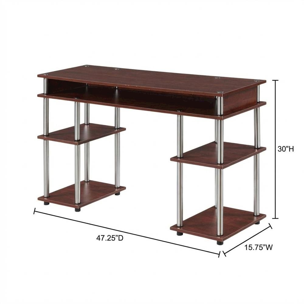 Wooden Student Desk With Melamine Veneer Surface And Stainless Steel Poles