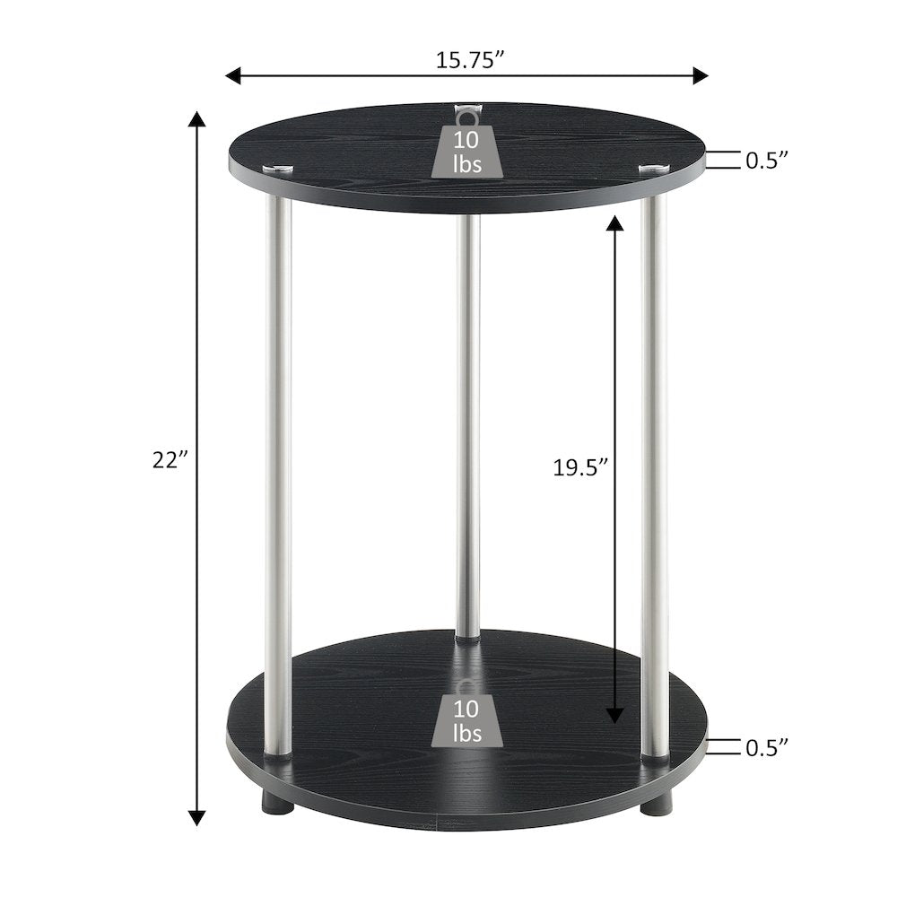 Designs2Go No Tools 2 Tier Round End Table