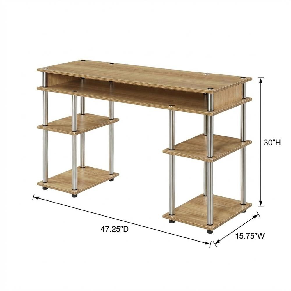 Wood Student Desk With Melamine Veneer Surface And Stainless Steel Poles