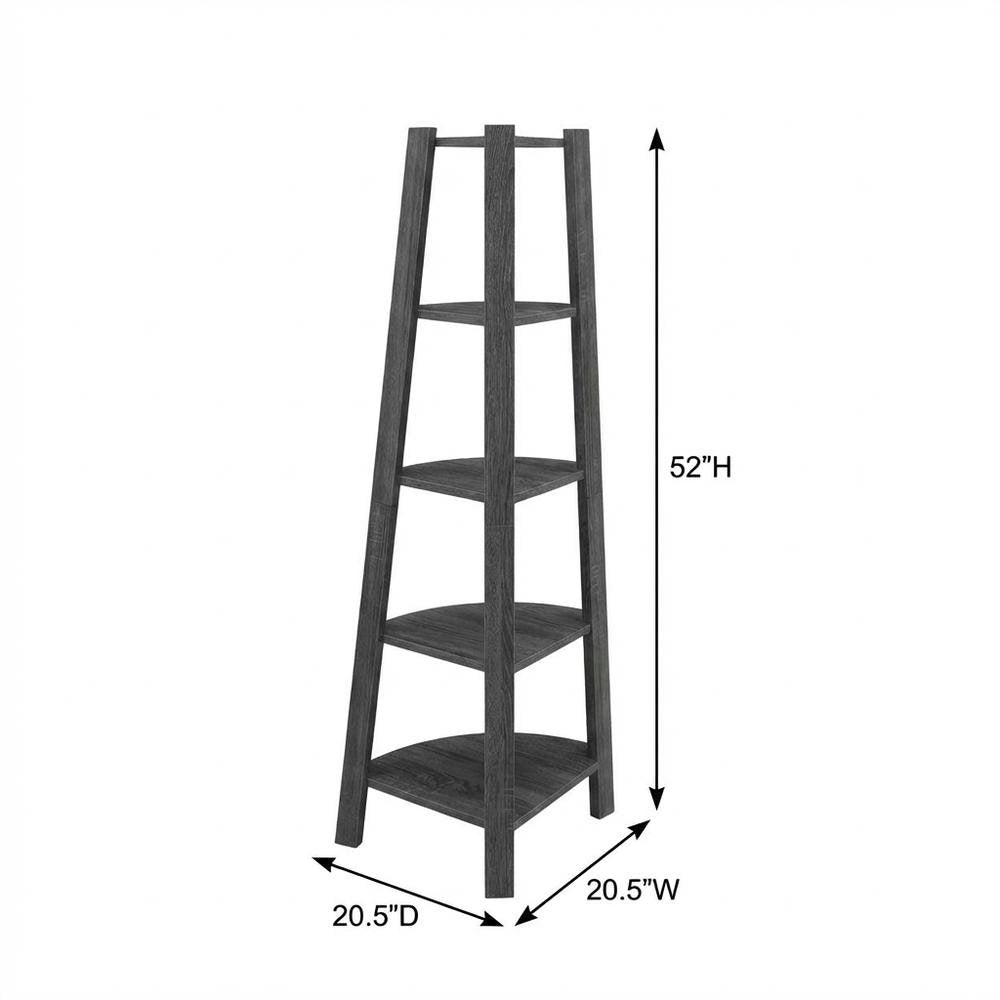 Corner Bookcase with Five Shelves for Space Saving Storage