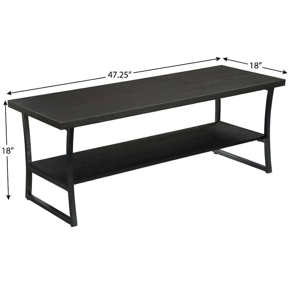 Espresso Coffee Table with Slate Gray Frame Hollow Core Construction