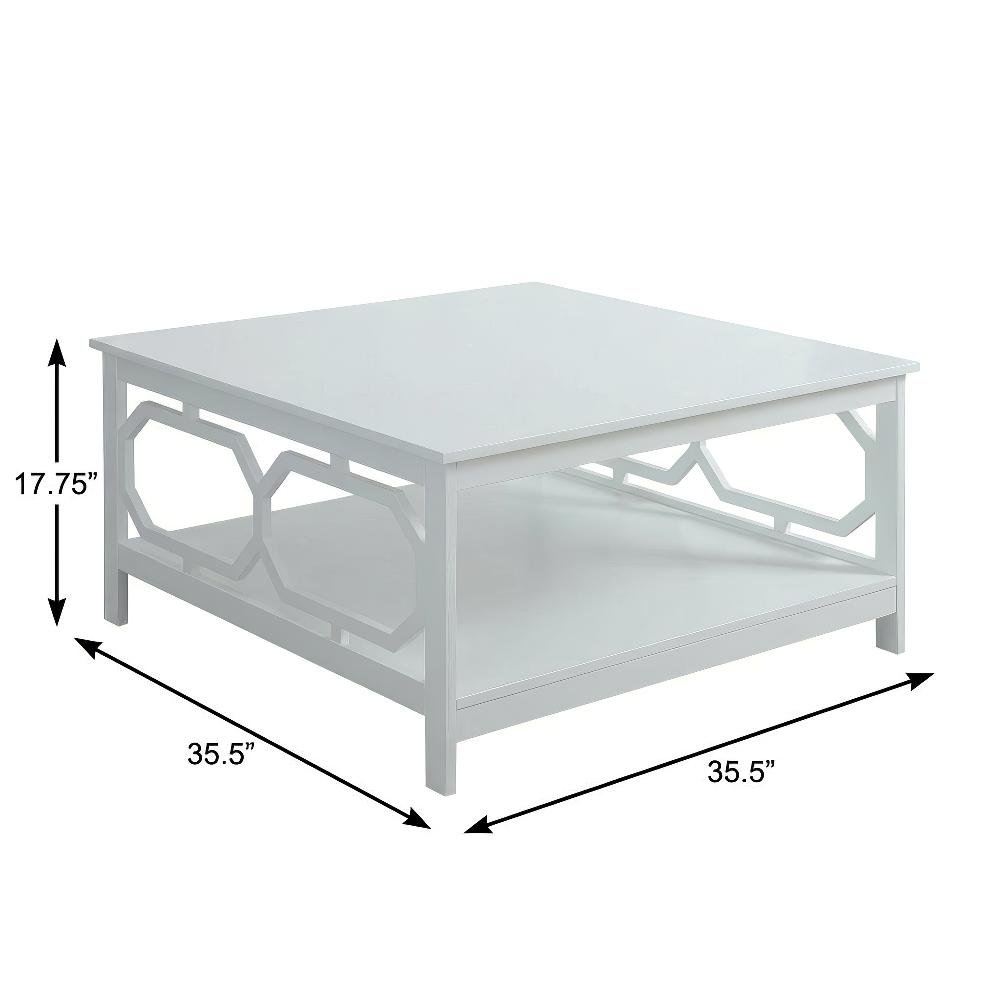 White MDF Coffee Table with Square Top and Sturdy Construction for Living Room