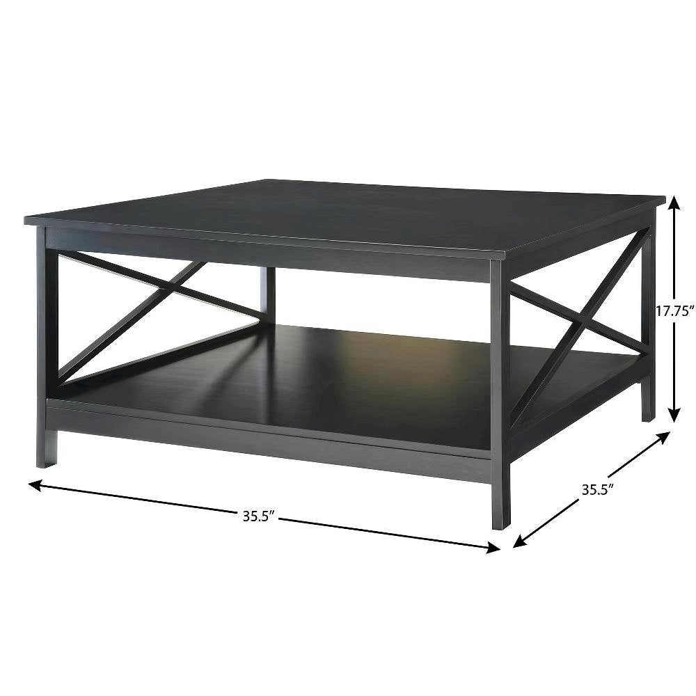 Black MDF Coffee Table Square Top Sturdy Base Durable Design