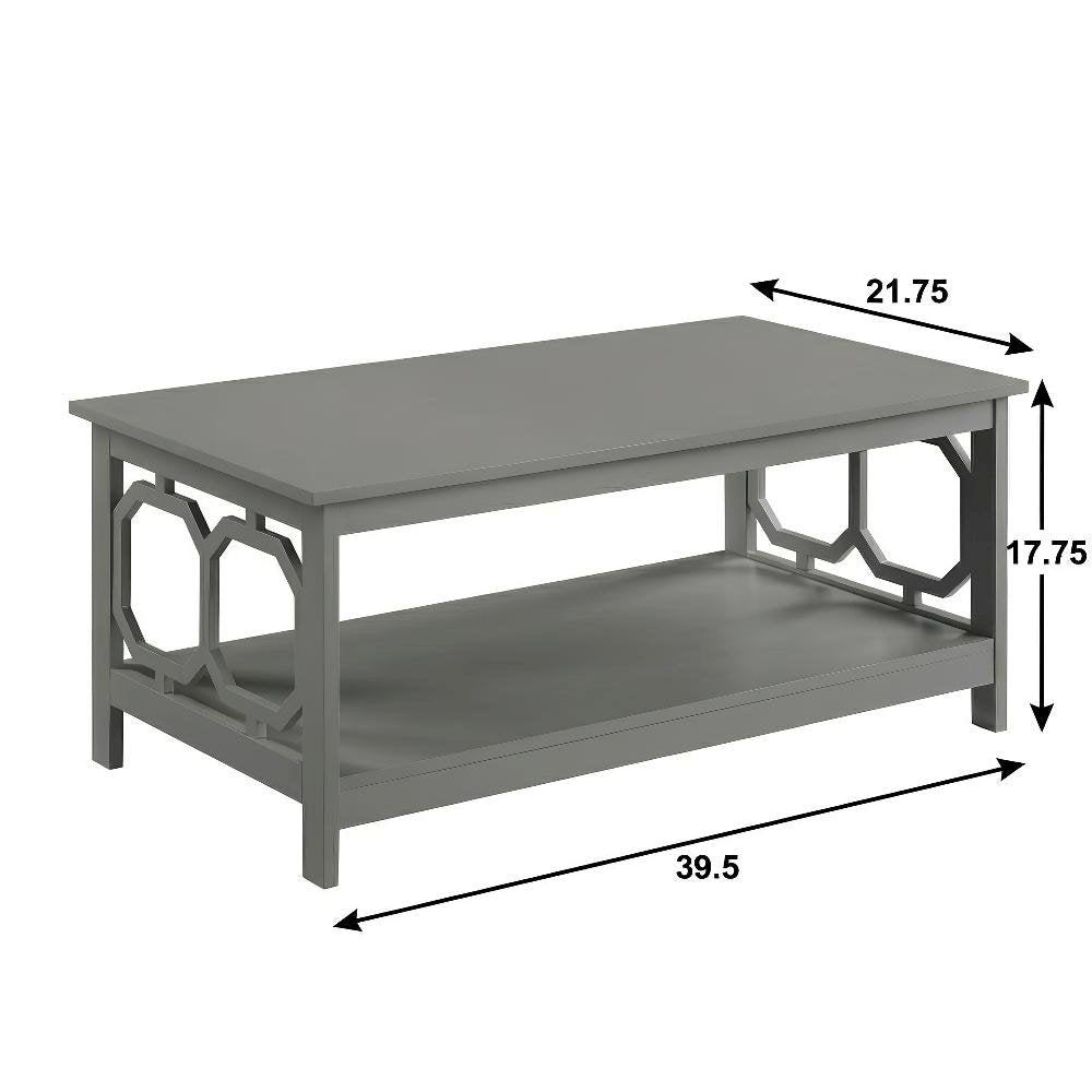 Coffee Table MDF in Neutral Finish with Lower Shelf Storage Surface