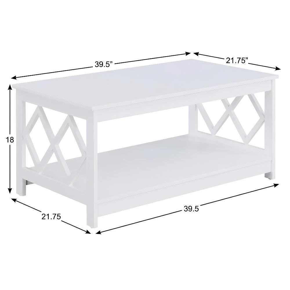 White Particle Board Coffee Table with Contemporary Design and Lightweight Build