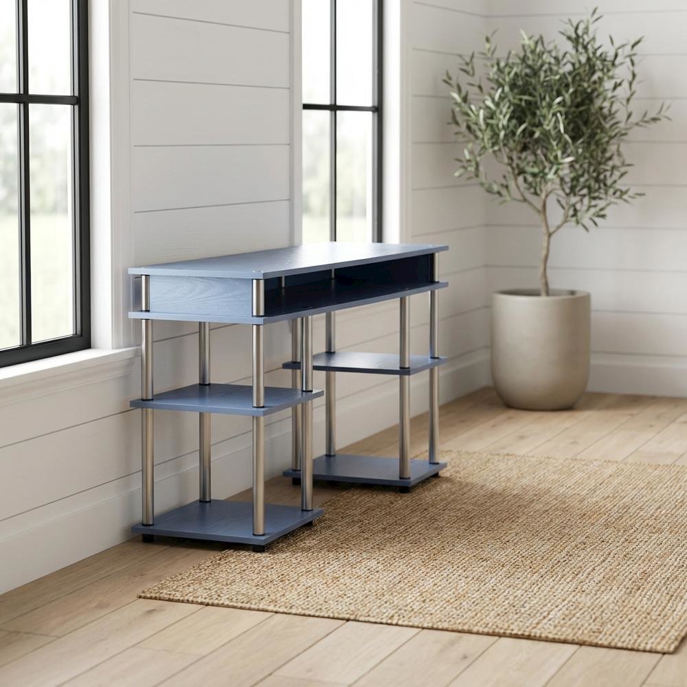 Wooden Student Desk With Spacious Shelves For Study And Storage