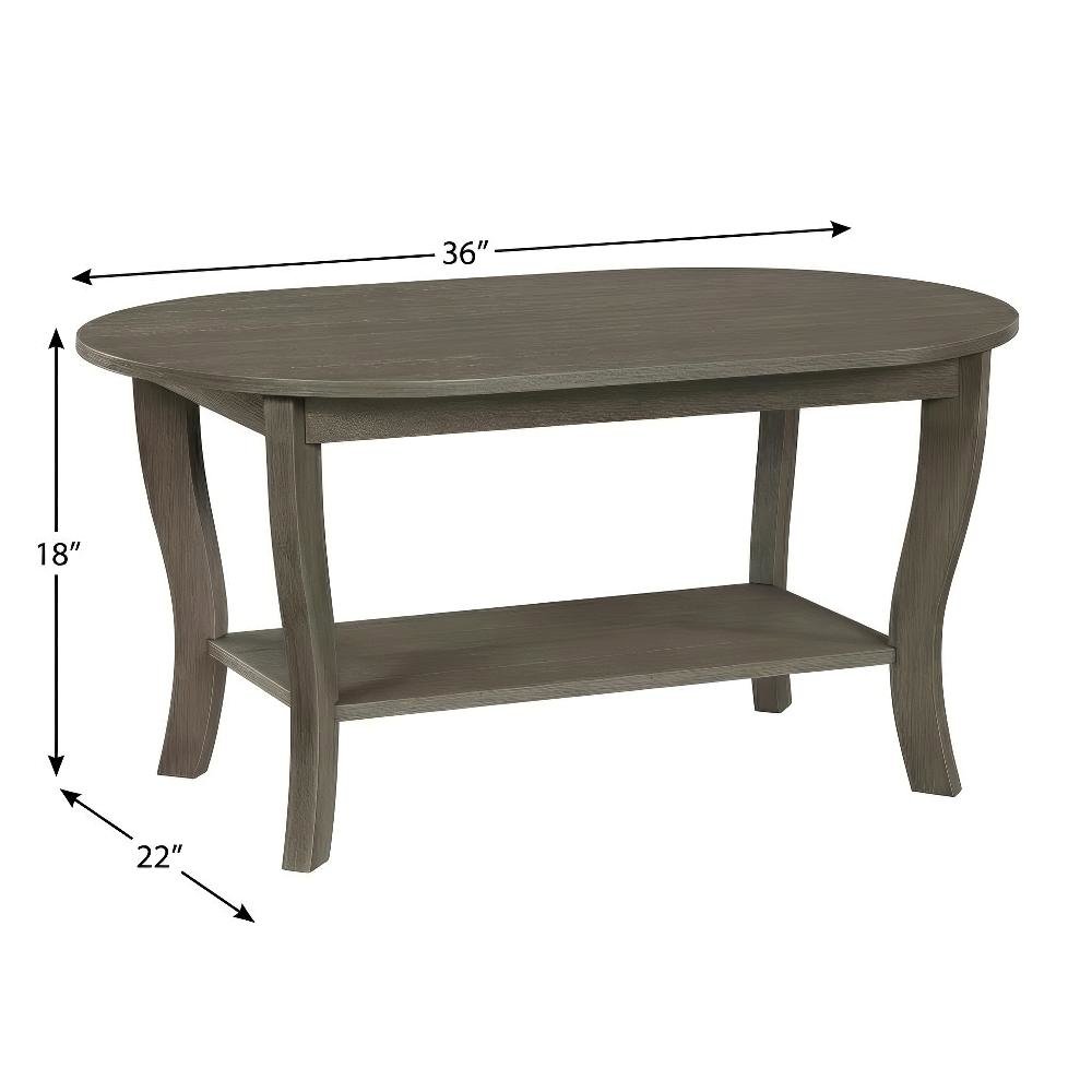 Oval Coffee Table Classic Design with Lower Shelf for Storage and Durability