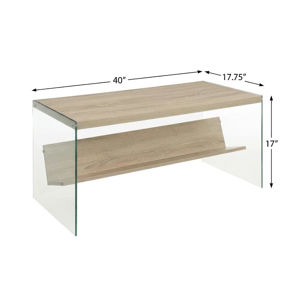 Glass Coffee Table with Shelf Contemporary Design and Sturdy Frame SKU