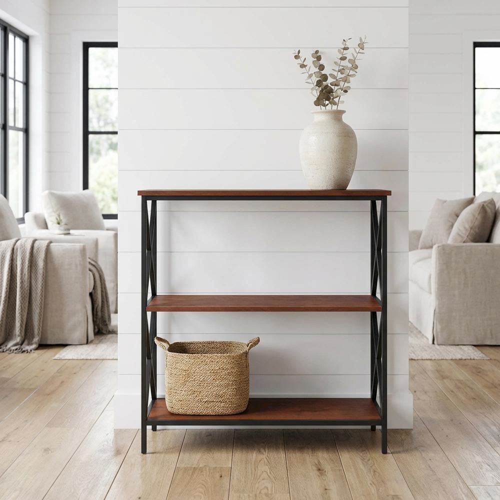 Powder Coated Metal 3-Tier Bookcase with Non-Lead Paint Finish