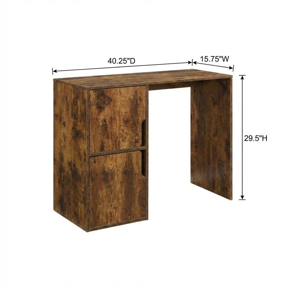 Modern Student Desk With Storage Cabinets In Distressed Finish