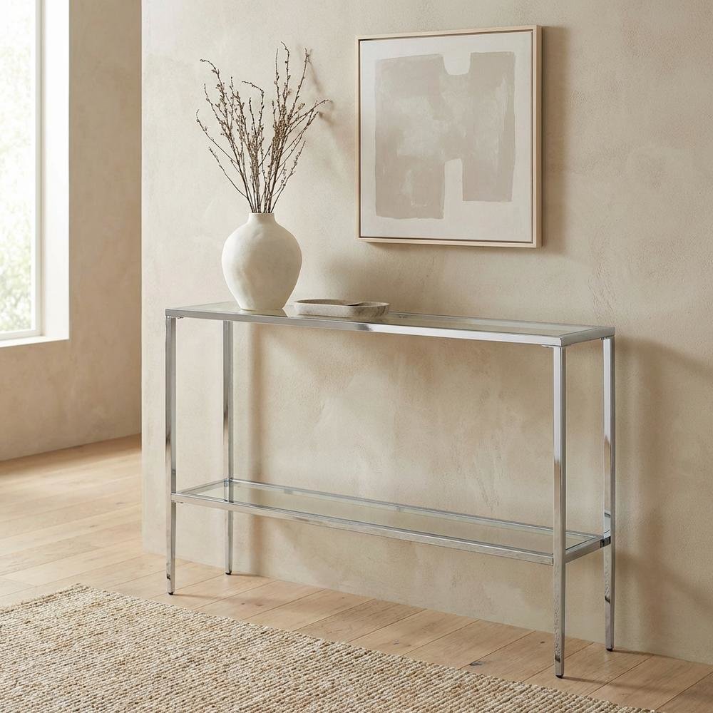 Chrome Console Table with Sleek Finish and Modern Design